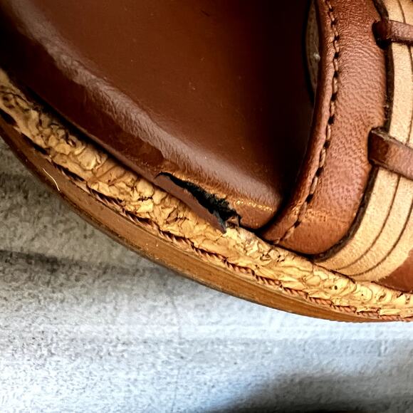 Clarks Pitch Cocoa Wedge Sandal Womens Size 9M Tan Leather Platform Comfort Shoe - Picture 3 of 9